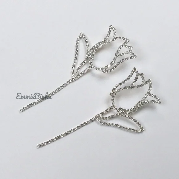 New For Love and Lemons Rhinestone Tulip Statement Earrings - Picture 2 of 11